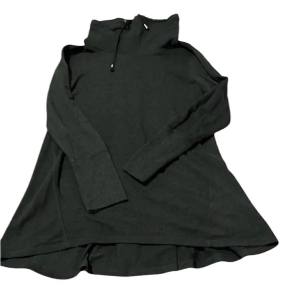 Cable & Gauge sz M LS grey tunic drawstring high neck & cute back details GUC